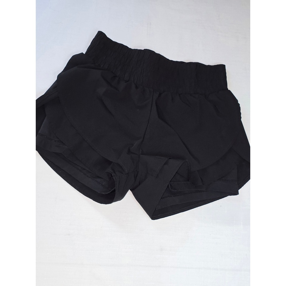 Baleaf Women Black High Waisted Layered Athletic Running Shorts XS Pocket Sporty